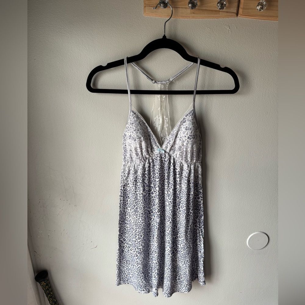Victoria's Secret Leopard Print Lace Trim Chemise Nightgown Size S